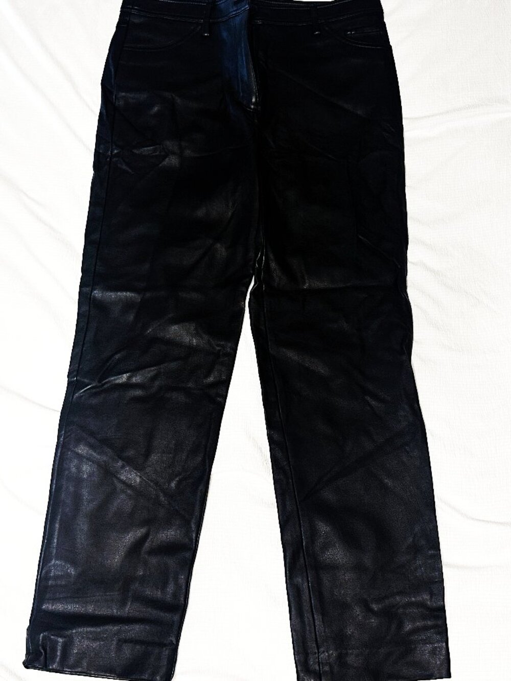 Halogen Womens Size 8 Black Faux Leather Straight Leg Pants Pull On Career Casua